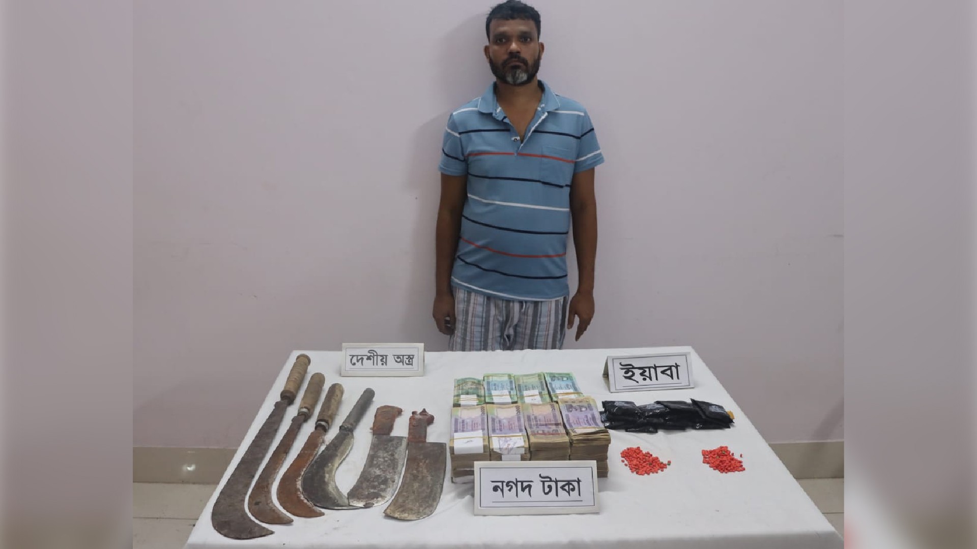 কুমিল্লা সদরে বিপুল পরিমাণ ইয়াবা, ৩০ লাখ টাকা ও দেশীয় অস্ত্রসহ একজন আটক